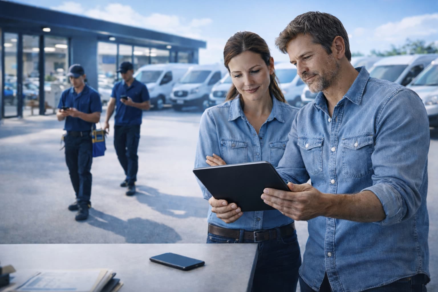 Equipo de servicios trabajando de forma organizada