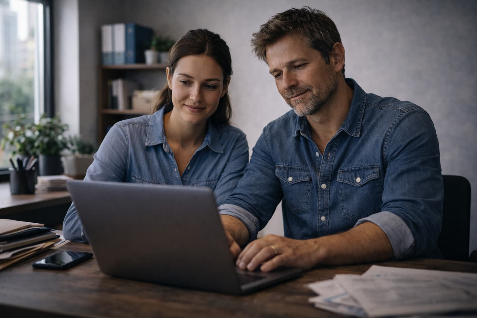 Calm business owner in control