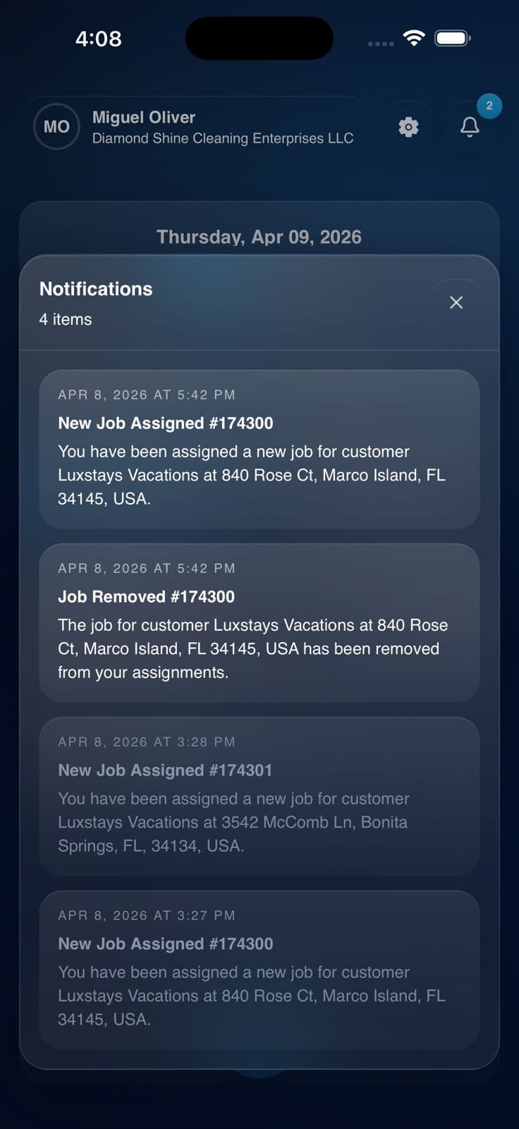 Notificaciones de asignacion