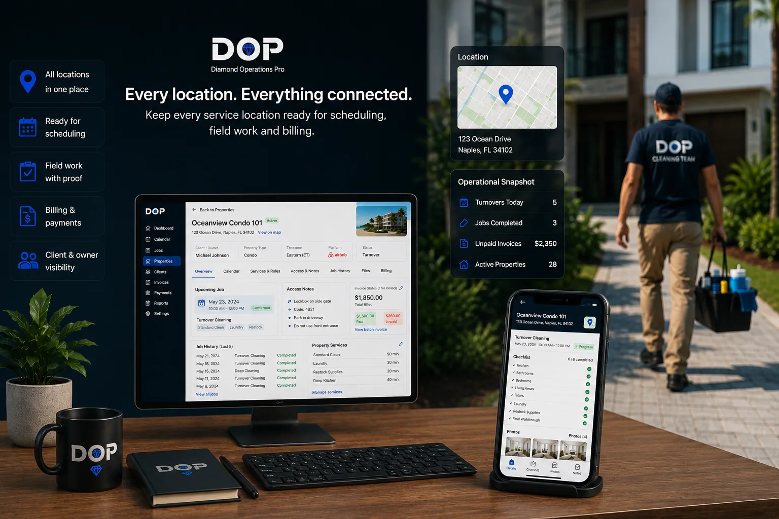 Perfil de propiedades y ubicaciones en DOP