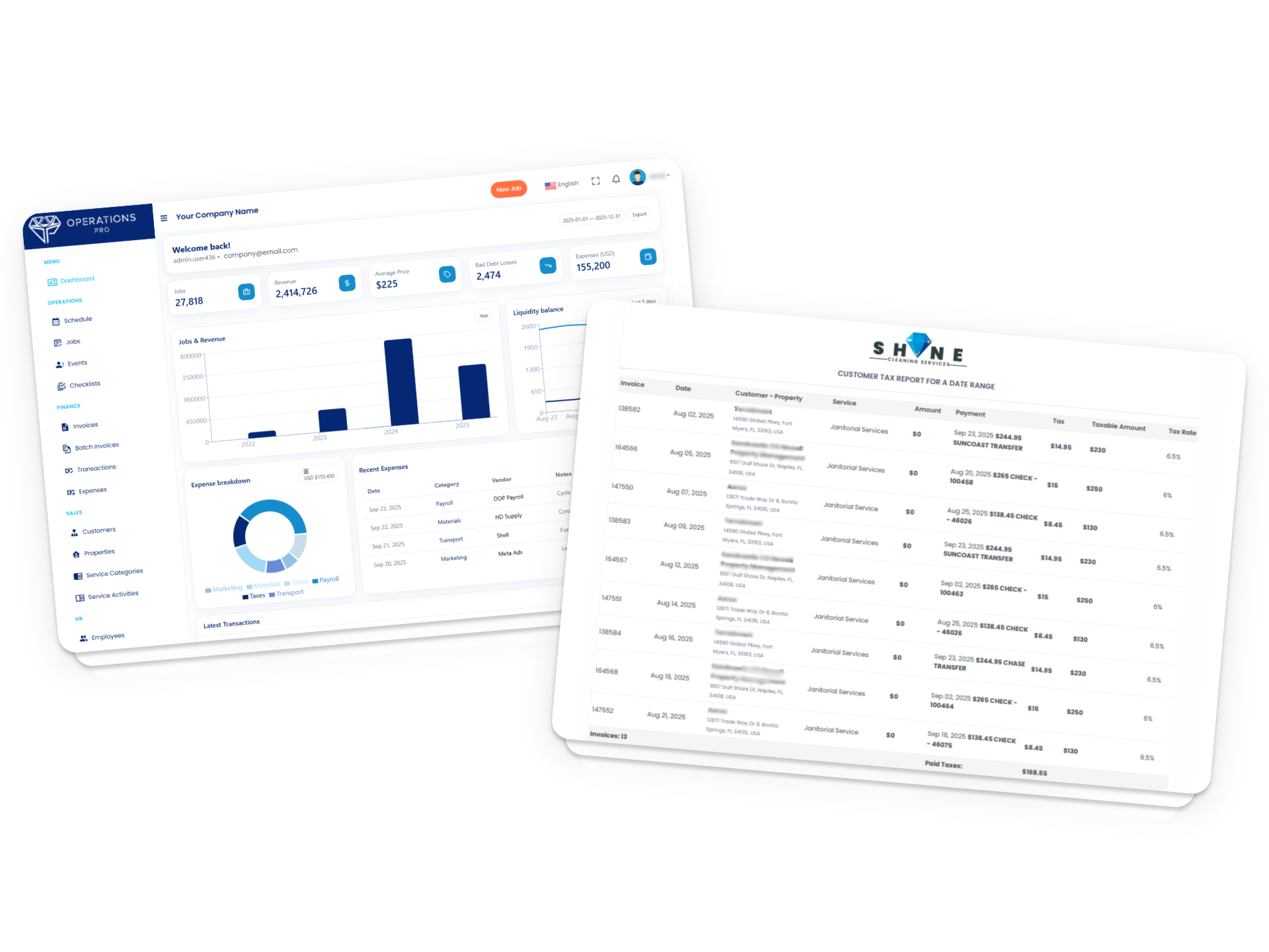 Analytics and dashboard