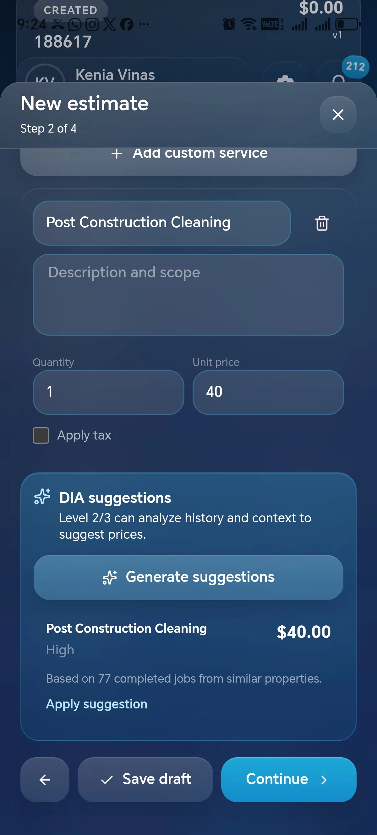 Estimate with DIA