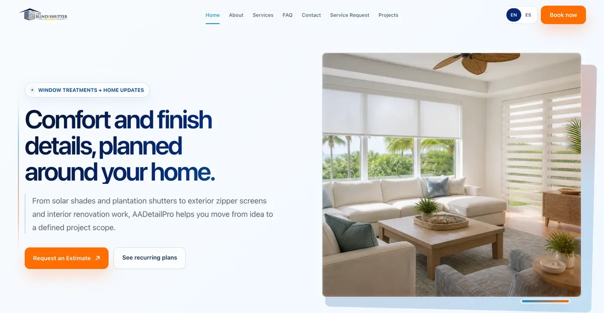 Home page of the AADetailPro website