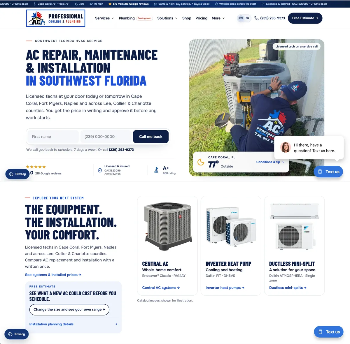 Home page of the AC Professionals website