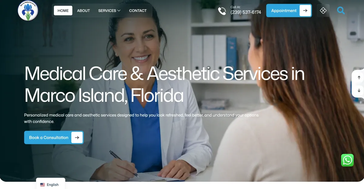Home page of the Blue Iris Medical Services website